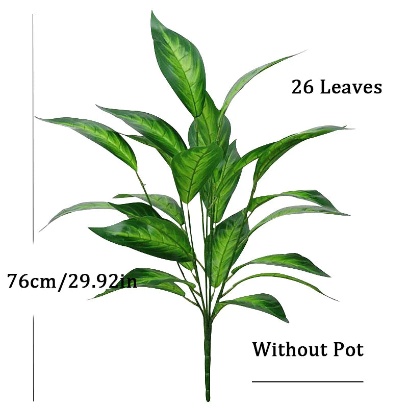 Dlight Decor 76cm Magnolia Banyan Leaf Branch with Green Sansevieria Accents