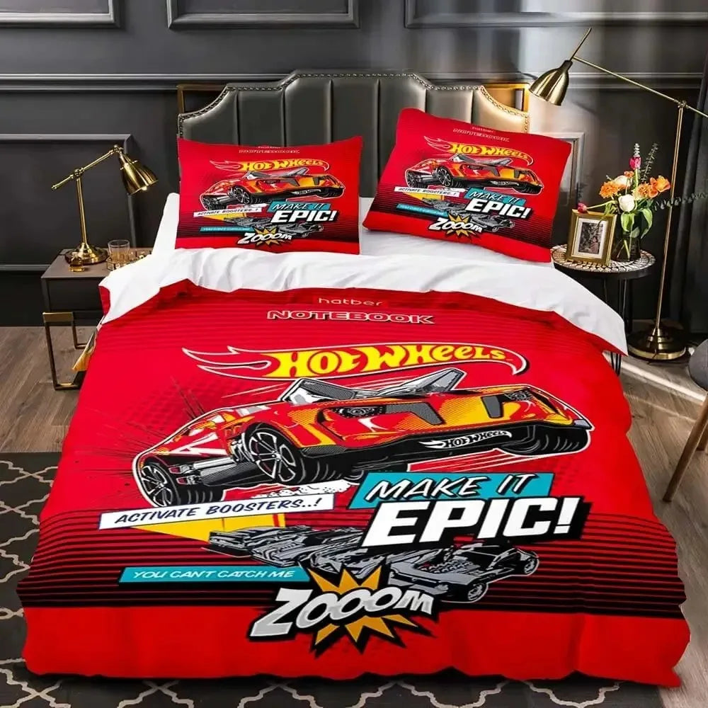 Cute Hot Wheelss Cartoon Bedding Sets Exquisite Bed Supplies Set Duvet Cover Bed Comforter Set Bedding Set Luxury Birthday Gift