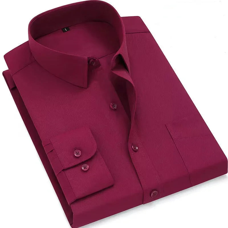 Mens Fashion Long Sleeve Shirts Cotton Spring Autumn Slim Fit White Blue Black Smart Male Casual Shirt Solid Clothing KOACUS