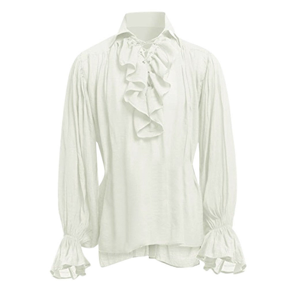 Mens Pirate Medieval Shirts Ruffle Steampunk Gothic Shirt Long Sleeve Shirt Renaissance Victorian Tops Chemise Homme