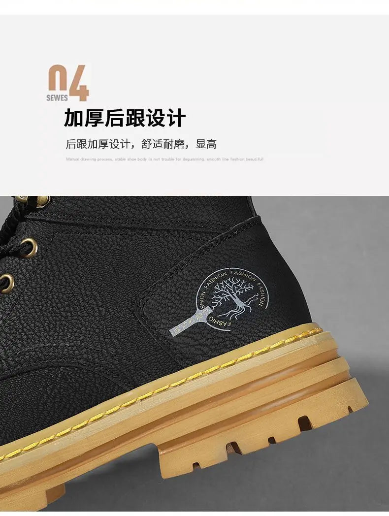 Fashion Men Boots Spring Comfortable Platform Leather Shoes Men Trend Brown Non-slip Work Boots for Men Casual Shoe Cowboy Boots