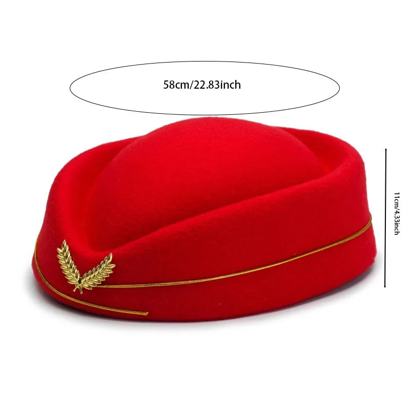 Air Hostesses Hat Stewardess Hat Beret Hat Women Formal Uniform Caps Accessory Party Hats Costume Accessories