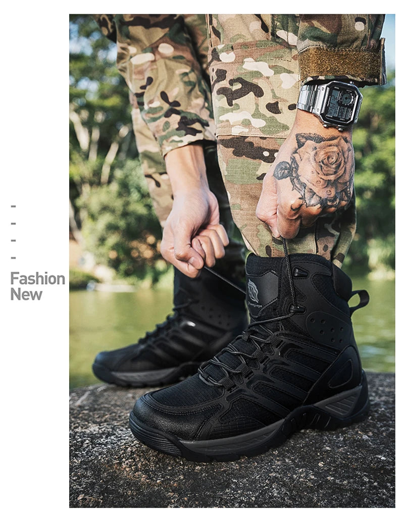 Fashion Men's Boots Comfortable High-top Boots Outdoor Non-slip Hiking Boots Lightweight Men Desert Boots Motorcycle Boots