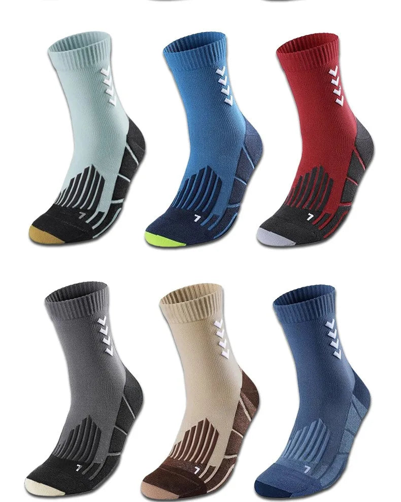 Sports Cycling Socks Breathable Anti-Slip Moisture-Wicking Football Socks Cushioned  Men Middle Tube Athletic Basketball Socks