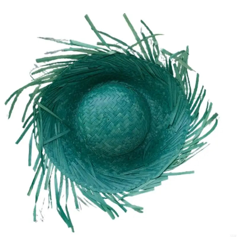 Trendy Mexicanos Straw Hat with Ripped Brim, for Festivals Fiesta Summer Mexicanos Theme Party Colorful Straw Hat