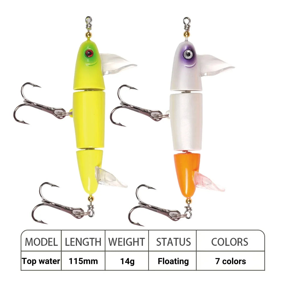 Top Water 3-Section Fishing Lures Sea Bass Crankbaits Minnow Whopper Freshwater Saltwater Floating Lure for Catfish Pike Teaser