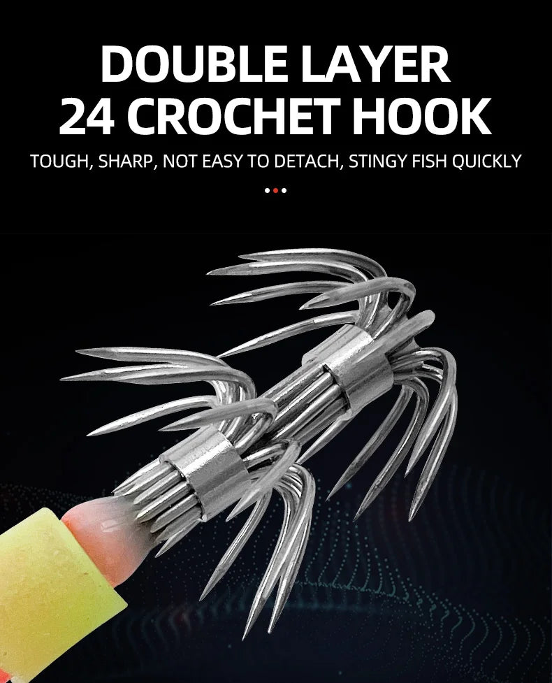 Glow-in-the-dark wood shrimp squid hook plastic hard bait blowpipe octopus hook lure fake bait squid bait