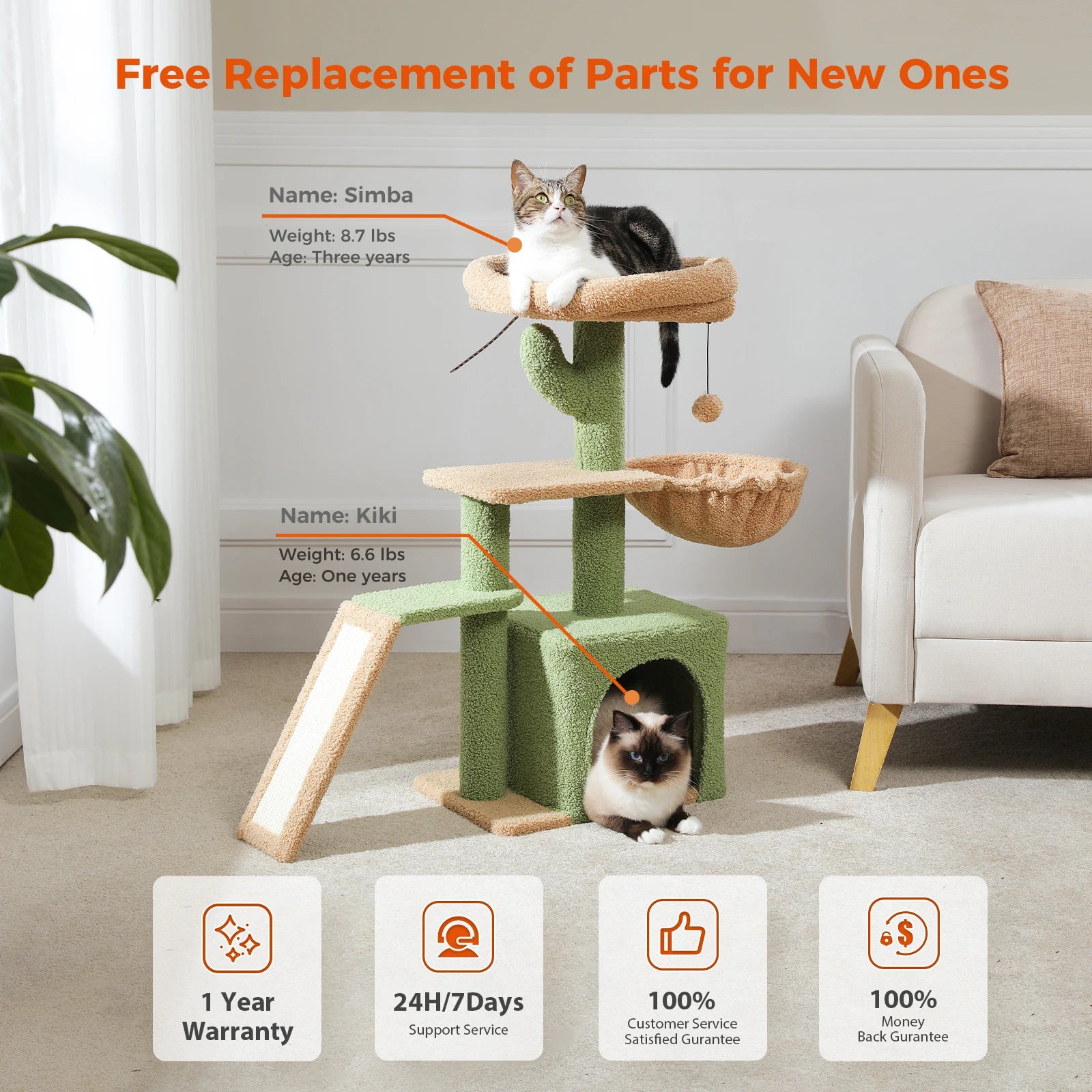 Flower Cat Tree for Indoor Small Cat Tower with Sisal Scratching Ramp Cozy Hammock and Removable Top Perch Cat Condo Kittens Toy