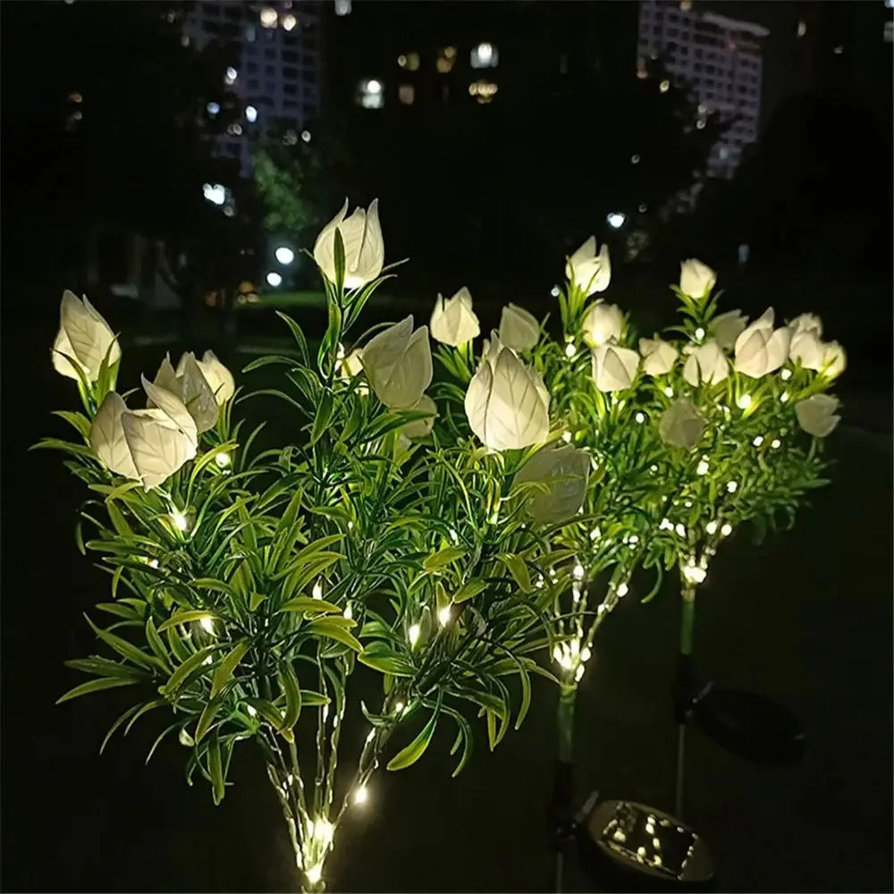 Gardenia Flower Solar Artificial Flower Light Realistic Multi-Color Changing Outdoor Solar Garden Light Solar Powered