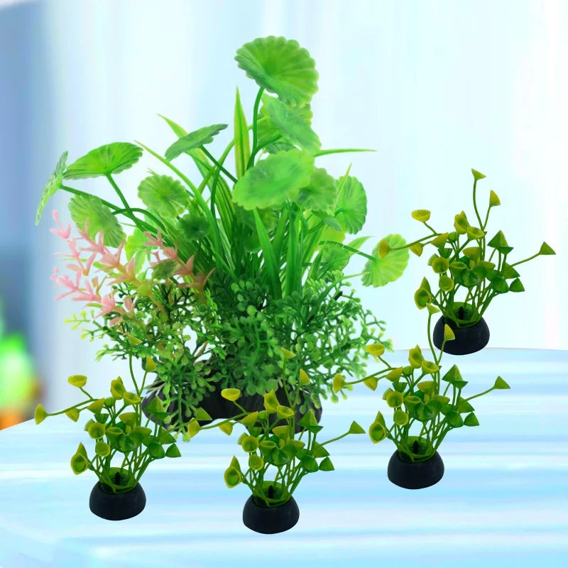 5pc Aquarium Plants Ornaments Plastic Simulation Artificial Water Grass Fish Tank Decoration Accessories