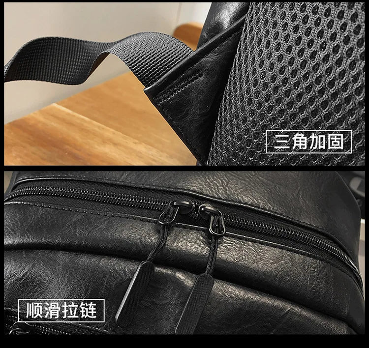 Men's Backpack Fashion Pu Leather Waterproof Man Laptop Bag Korean Backpacks Large School Bag Male Rucksack Student Pc Bagpack