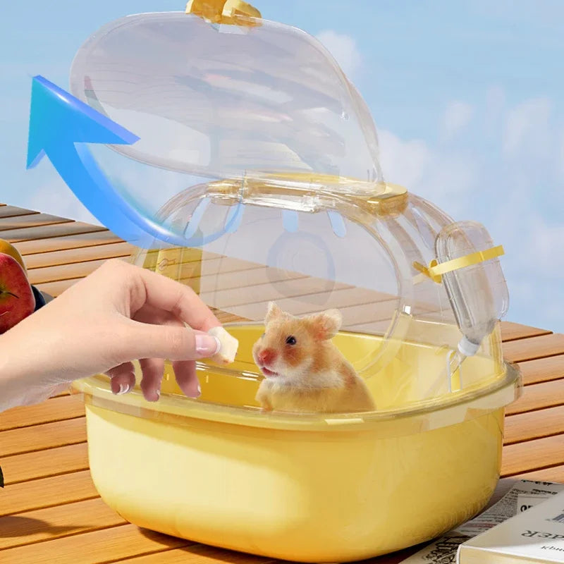 Transparent Hamster Toilet Cage, Portable Handheld Chinchilla Cage Small Animal Carry Cage Sturdy Breathable Pet Carrying Box