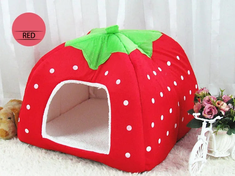 Strawberry Shape Cat Bed House Kennel Nest Sleeping Bag Puppy Pet For Small Dogs Sofa Mat Cushion Cat Pet Supplies Cama Gato