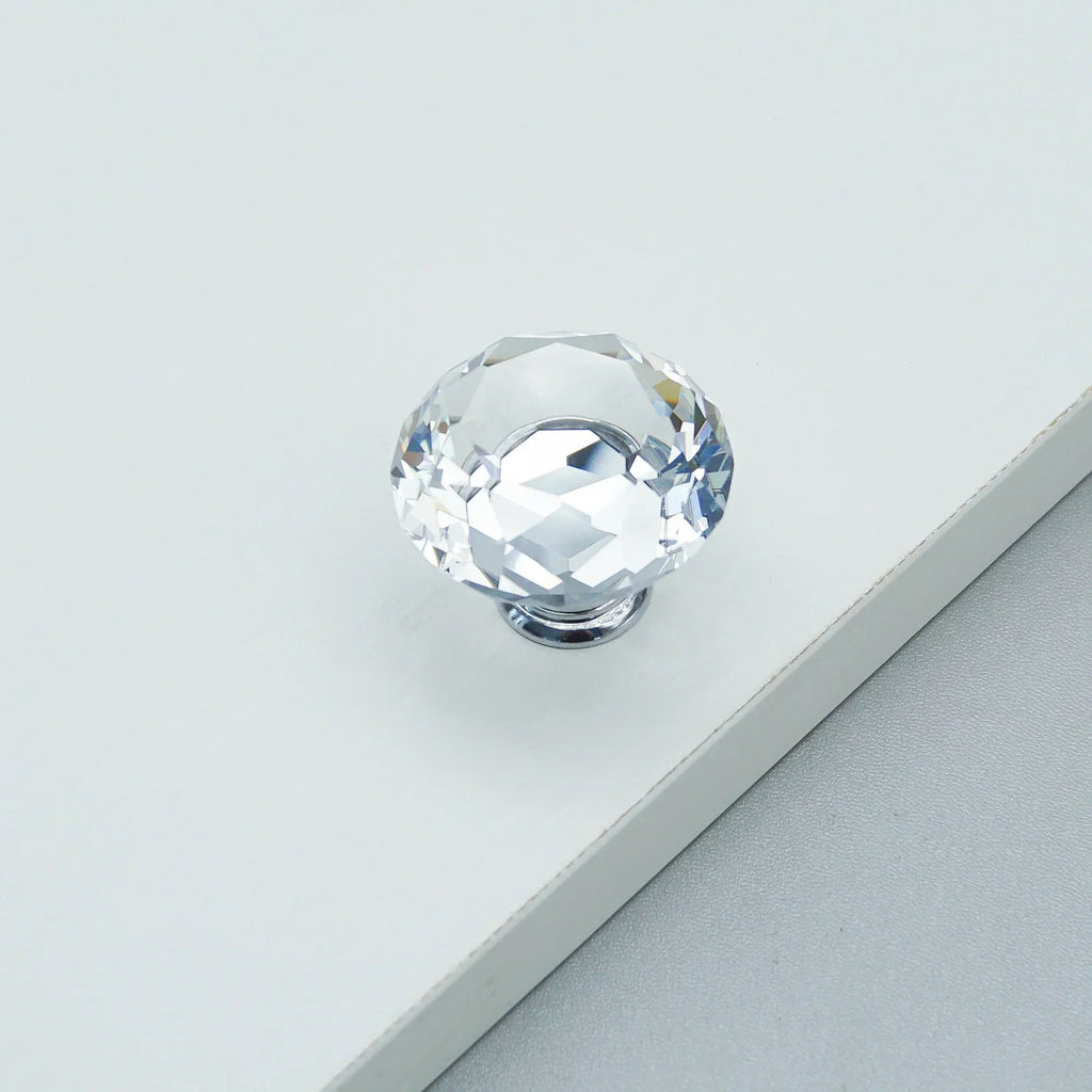 Luxury Gold Chrome Cabinet Handles – Modern Zinc Alloy and Crystal Glass Drawer Knobs for Wardrobes and Dressers