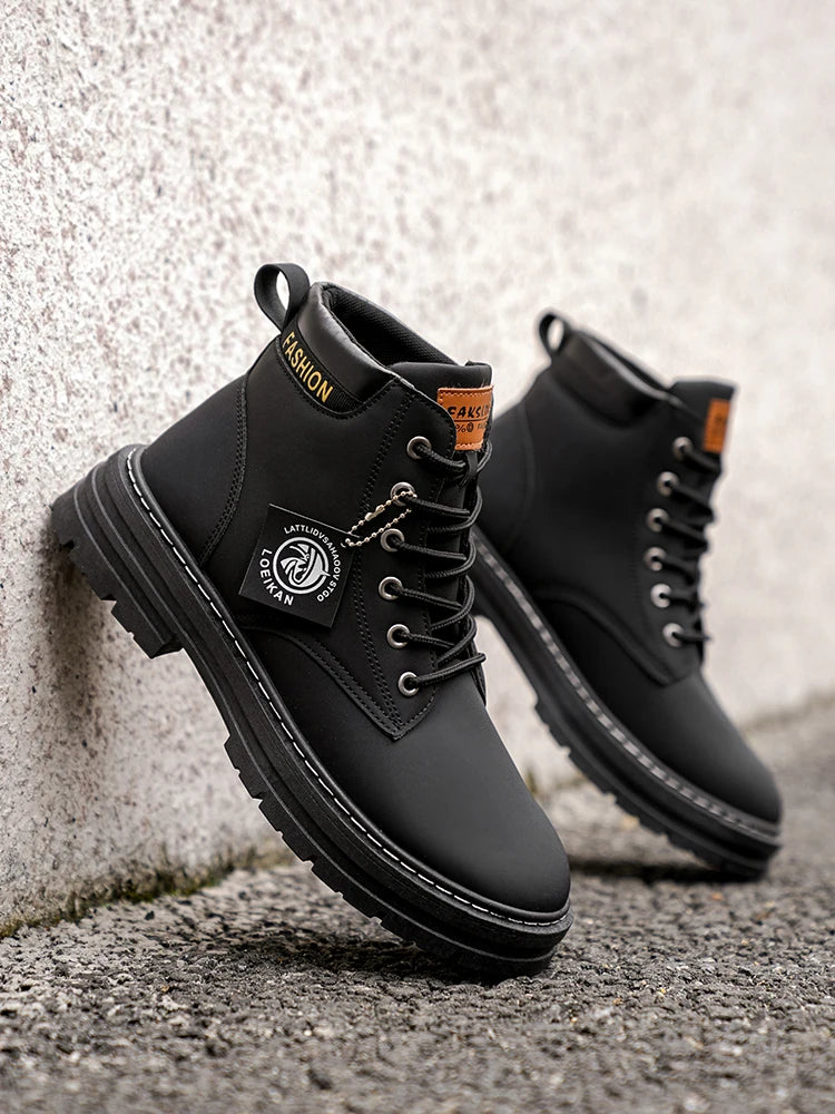 Men's Fashionable High-Top Yellow Boots Casual Shoes Outdoor Off-Road Hiking Boots Trendy Comfortable Footwear