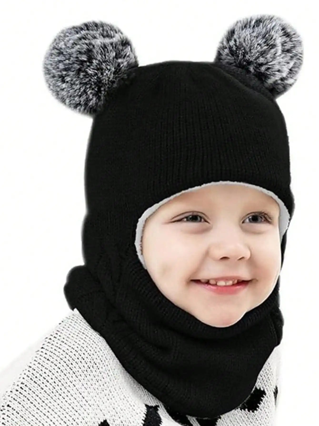 Children's hats for 3-8 years old, velvet ear-protecting scarves for boys in autumn and winter, one-piece hats