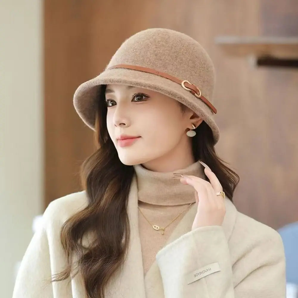 Casual Woolen Wool Fisherman Hat Elegant Pure Color Women's Formal hat Korean Style British Style Basin Hat Autumn