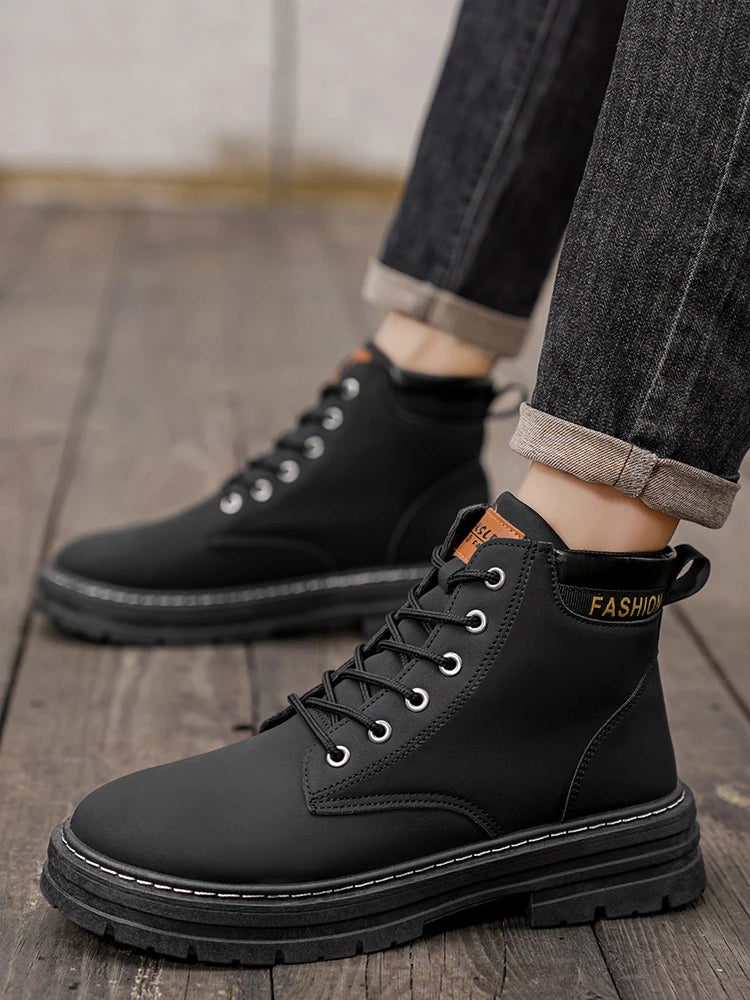 Men's Fashionable High-Top Yellow Boots Casual Shoes Outdoor Off-Road Hiking Boots Trendy Comfortable Footwear