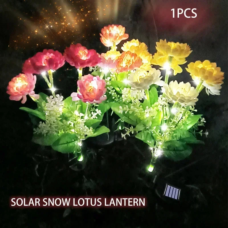 Garden Solar Lights Outdoor Snow Lotus LED Lawn Lights Valentine's Day Patio Yard Decorative Flower Party Wedding Ground Lights
