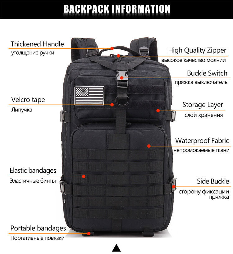 50L Man Tactical Backpacks Outdoor Traveling Bags Outdoor 3P School Pack EDC Molle Pack For Trekking Hunting Bag
