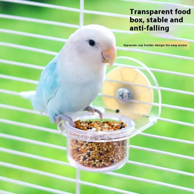 Bird Transparent Feeder Feeding Basin With Antiskid Stand Bowls Acrylic Bird Cage Feeder Fixed Food Bowl Parakeets Feeders