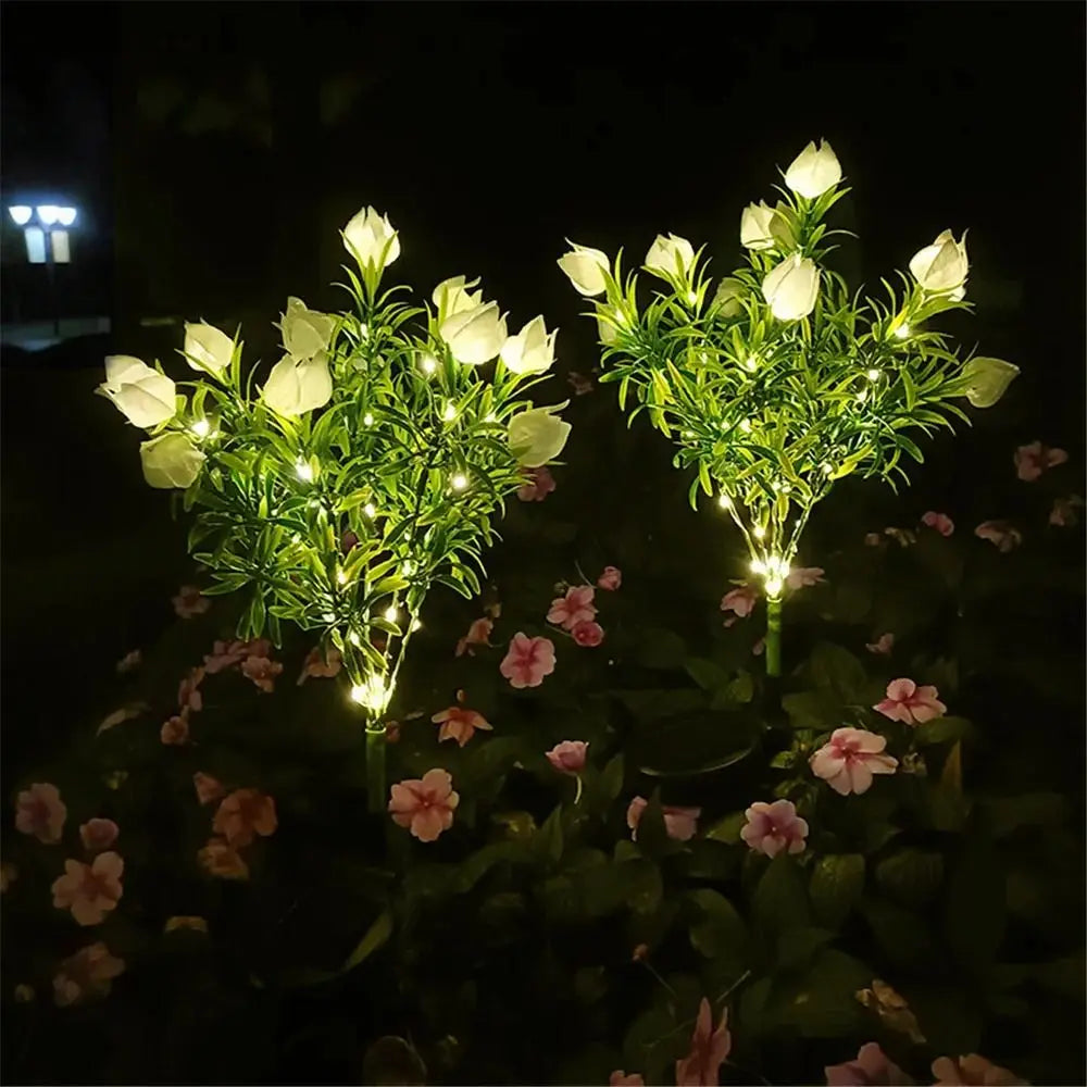 Gardenia Flower Solar Artificial Flower Light Realistic Multi-Color Changing Waterproof Landscape Lamp Ground Mounted