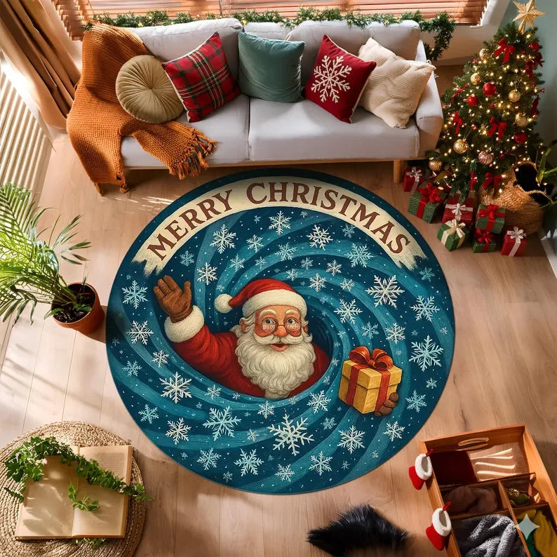 Christmas Eve Area Rug Christmas Round Rug Christmas Rug Christmas Decoration Gift Round Rug Snowman Bath Rug Christmas Red Rug