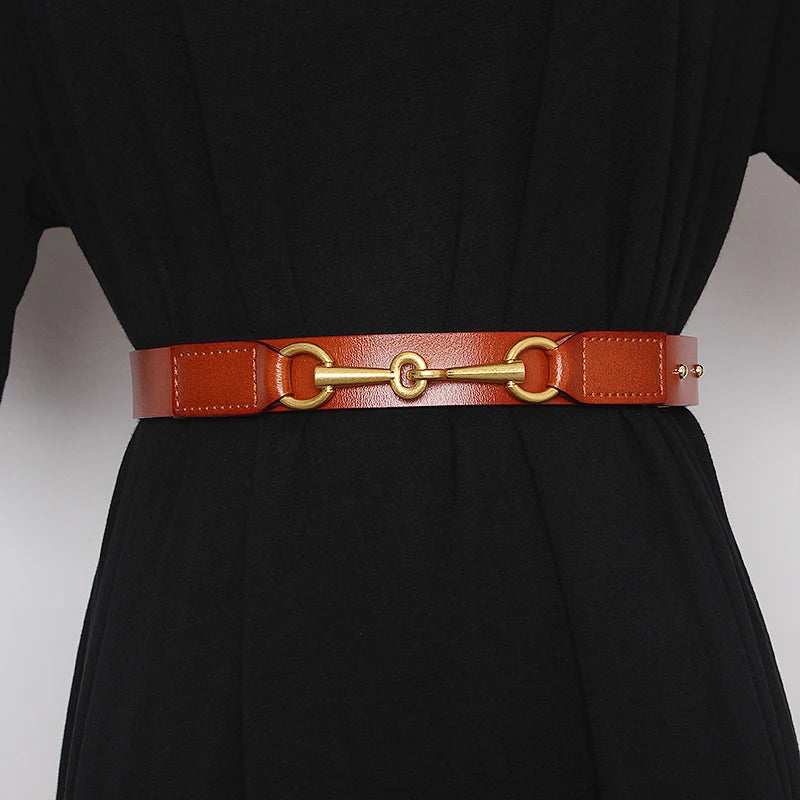 Women's Belt New Simple Belts For Women Saddle Buckle Decoration Cowhide Belt Female