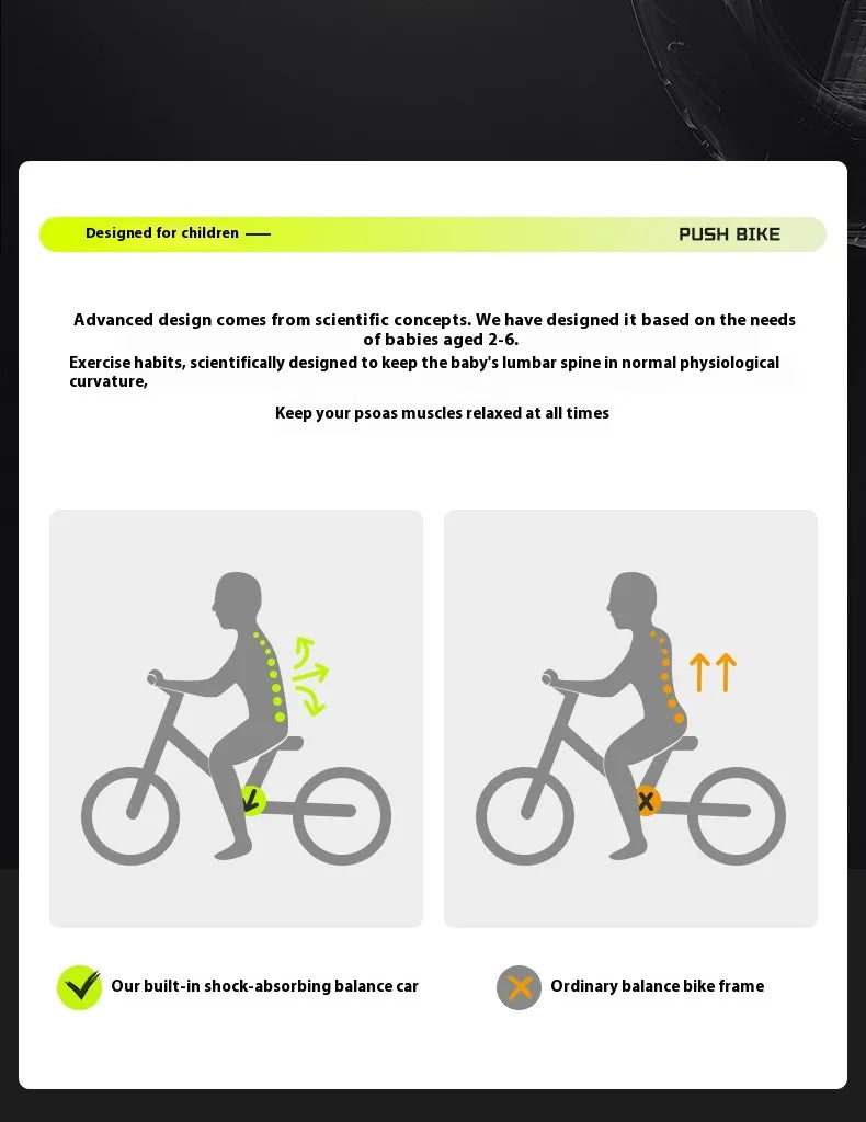 12inch Bike for Children Without Pedals1-6Year Old Boys and Girls Bicycle Walking Learning Balance Bike