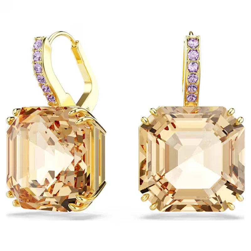 High Quality Earrings 2025 New Trend Fine Jewelry Charm Purple Butterfly White Blue Geometric Crystal Fashion Women's Ear Clip