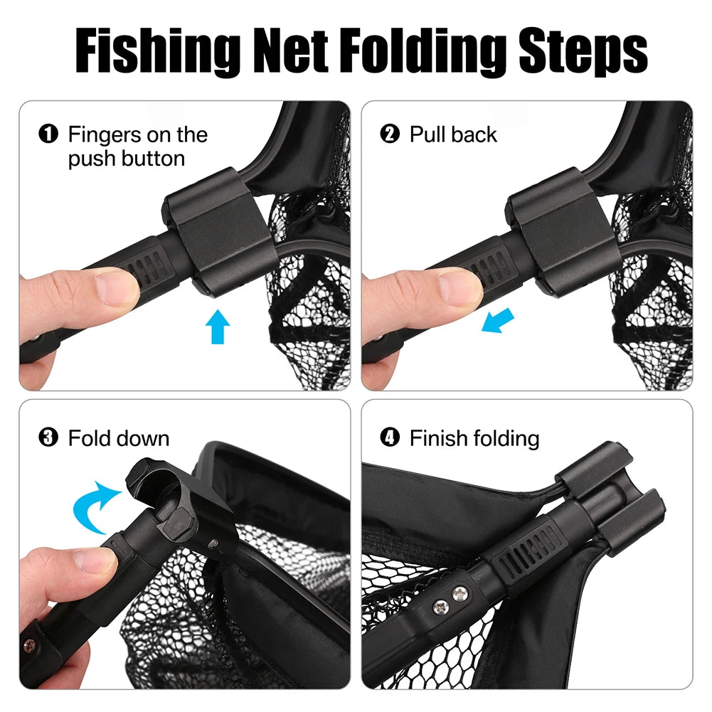 Fishing Net Fish Floating Landing Nets with Foldable Telescopic Pole Handle&Nylon Mesh for Saltwater Freshwater Catch&Release
