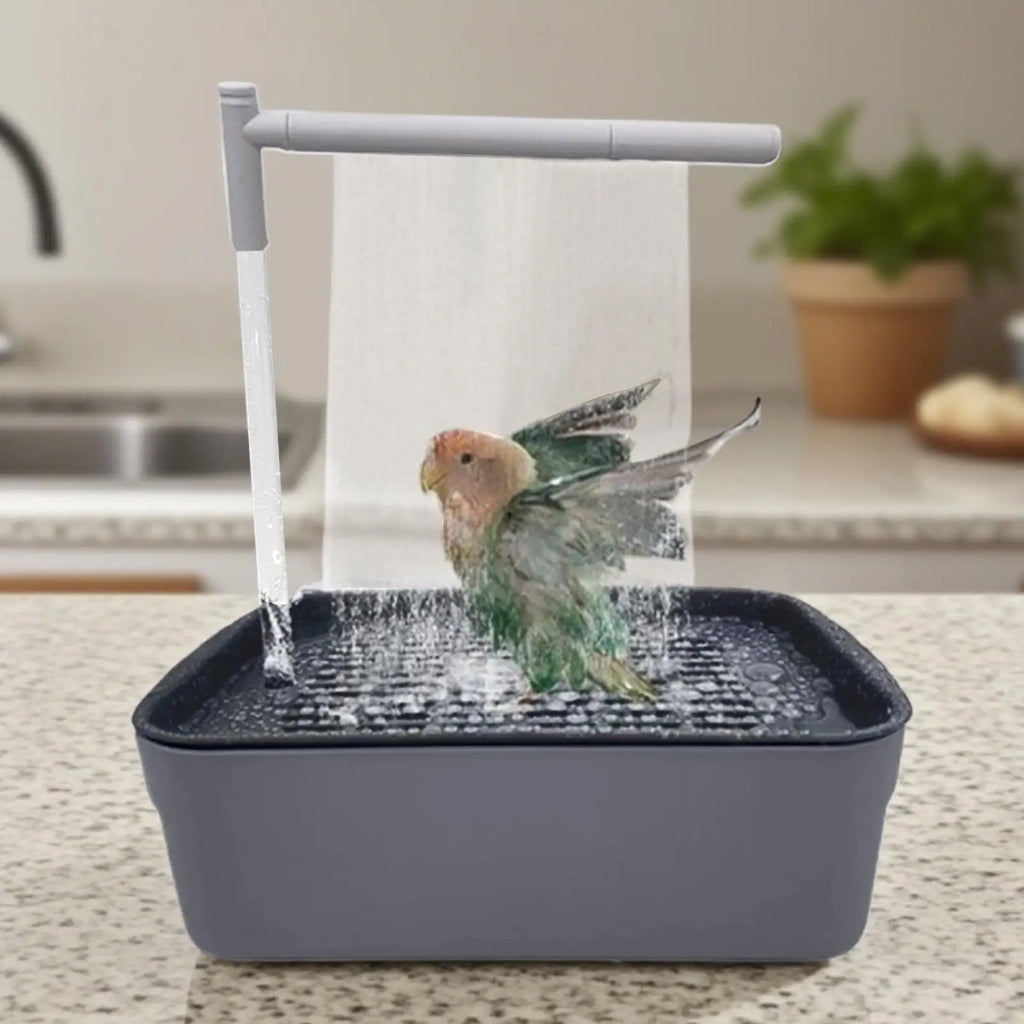 Bird bath tub, automatic bird bath tub with circulating water shower, low-noise bird shower for budgies, automatic pet bird bath