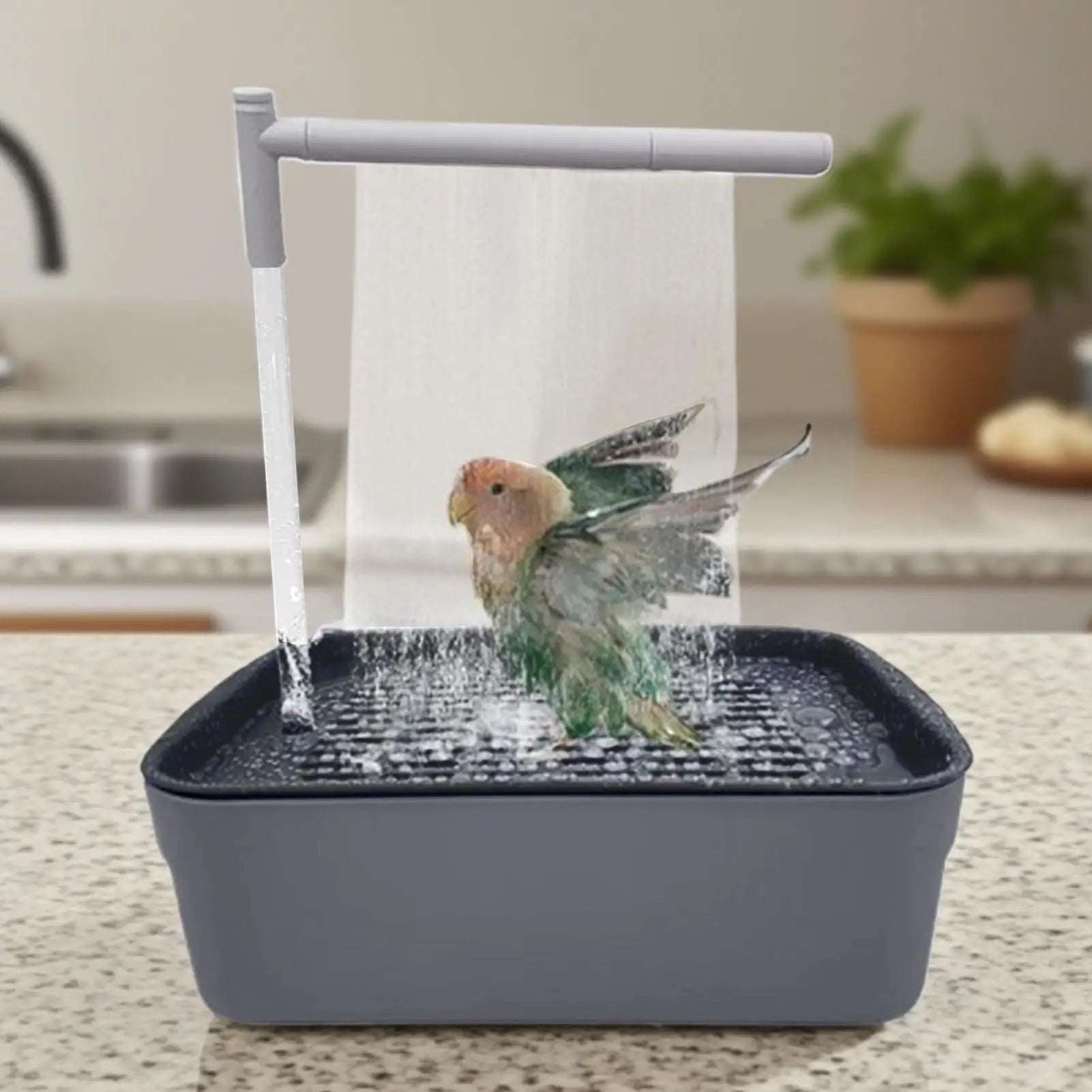 Bird bath tub, automatic bird bath tub with circulating water shower, low-noise bird shower for budgies, automatic pet bird bath