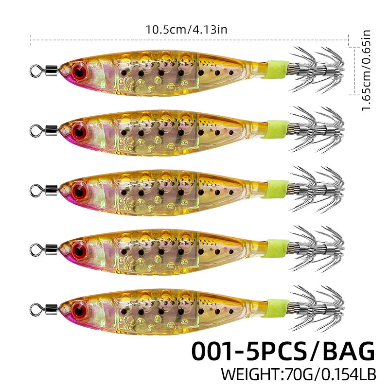 Glow-in-the-dark wood shrimp squid hook plastic hard bait blowpipe octopus hook lure fake bait squid bait