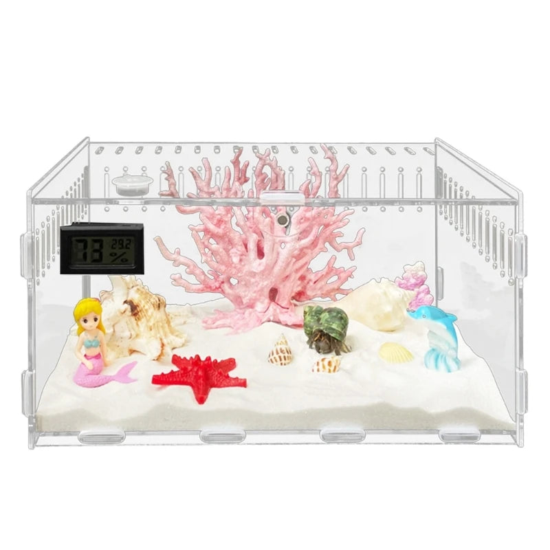 Reptiles Feeding Box Acrylic Terrariums Container for Spiders Lizards Small Pet Mini Habitat 2 Size