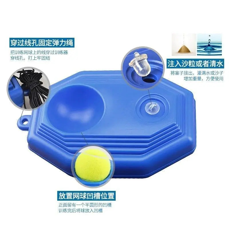 Tennis Training Aids Base With Elastic Rope Ball Practice Self-Duty Shock Absorb Rebound Tennis Trainer Partner Sparring Device