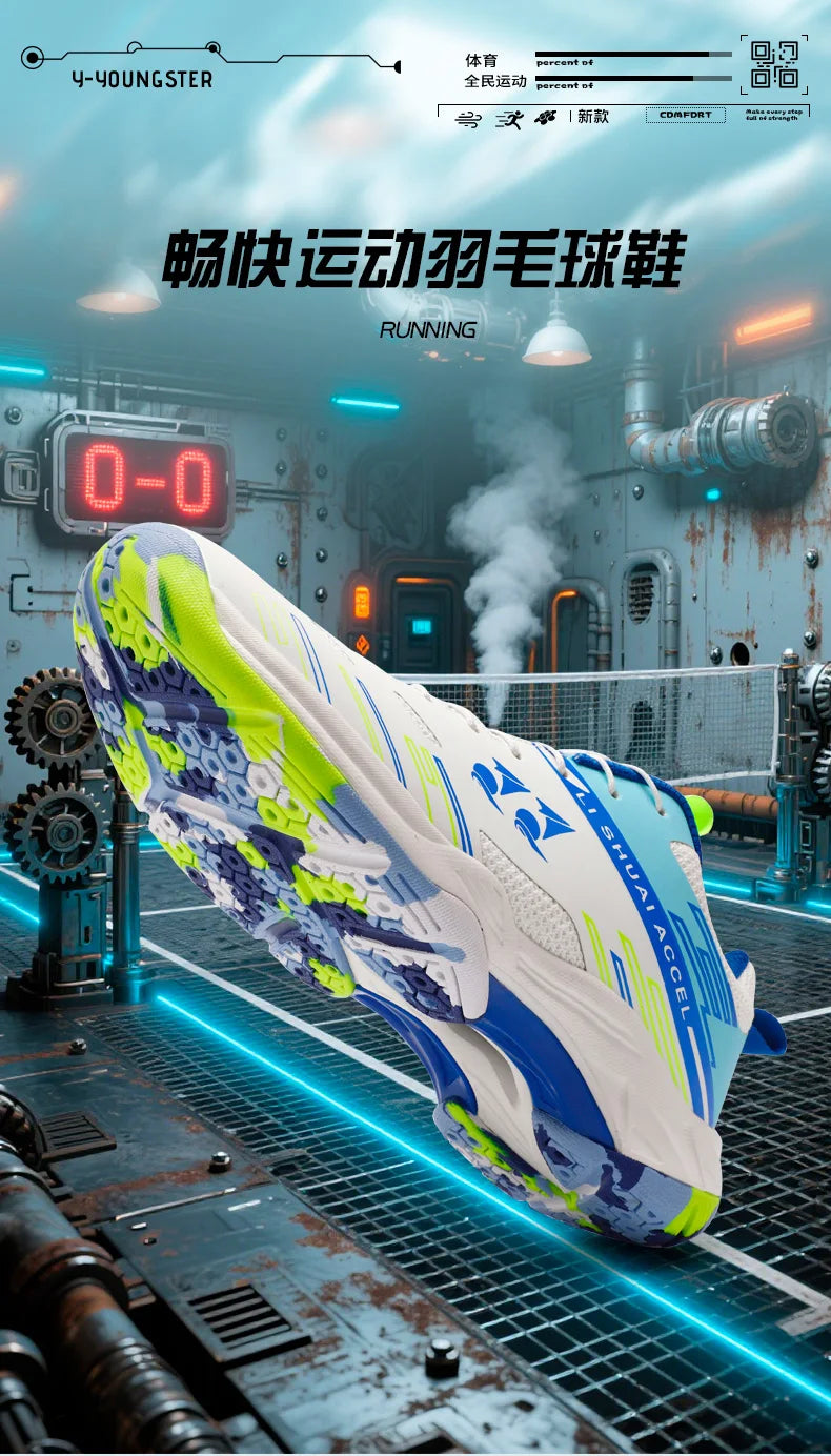 Men's and women's tennis shoes, badminton shoes, table tennis shoes, double row rotating buckle, low top leather sports shoes, v