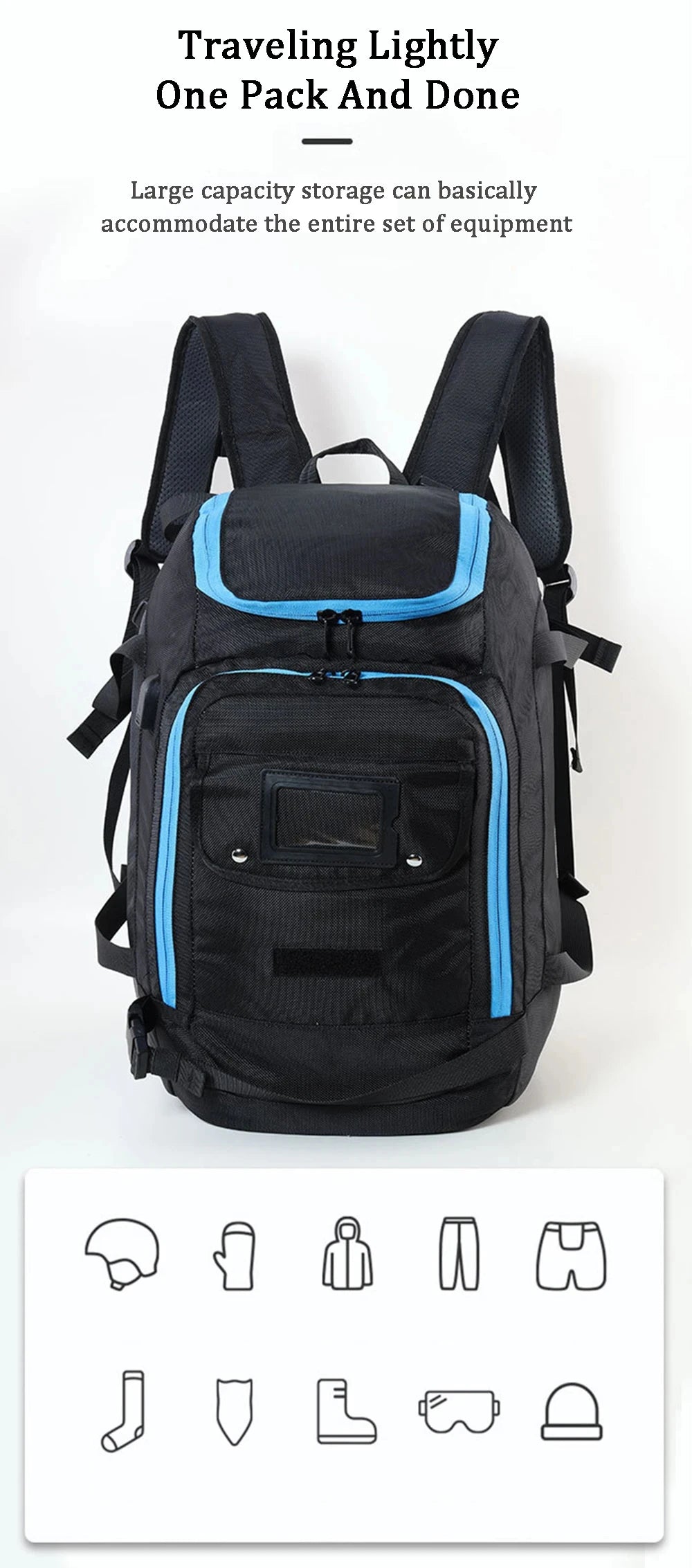 Ski Backpack Ski Boot Bag Lightweight Skiing Snowboarding Storage Bag Waterproof Ski Helmets Gloves Bag Outdoor Sports Supplies