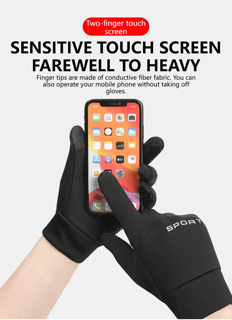 GTUBIKE Winter Men's Women's Warm Gloves Windproof Waterproof Touchscreen Gloves Outdoor Sports Running Fishing Cycling Glove