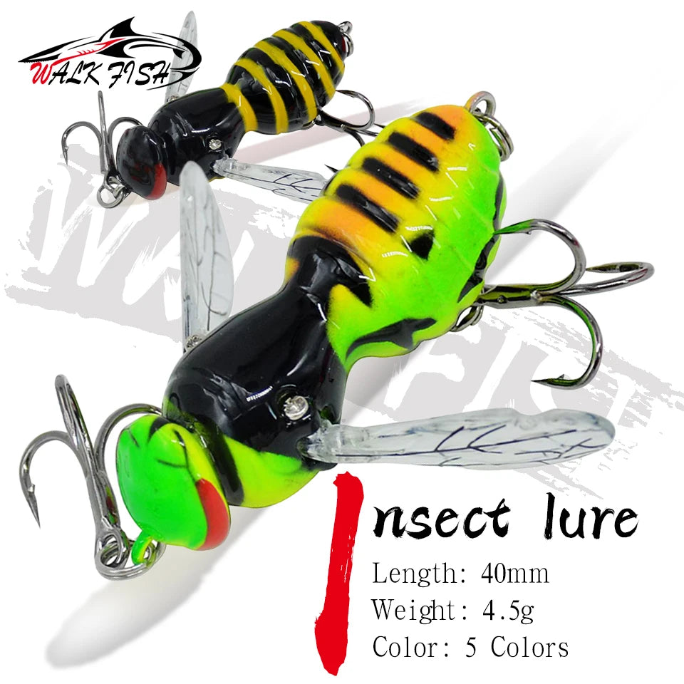 WALK FISH 4.5g 40mm Insect Lure Fishing Lures Bionic Swimbaits Wobblers Sea Bass Fishing Artificial Bait Hard Baits Bass Pike