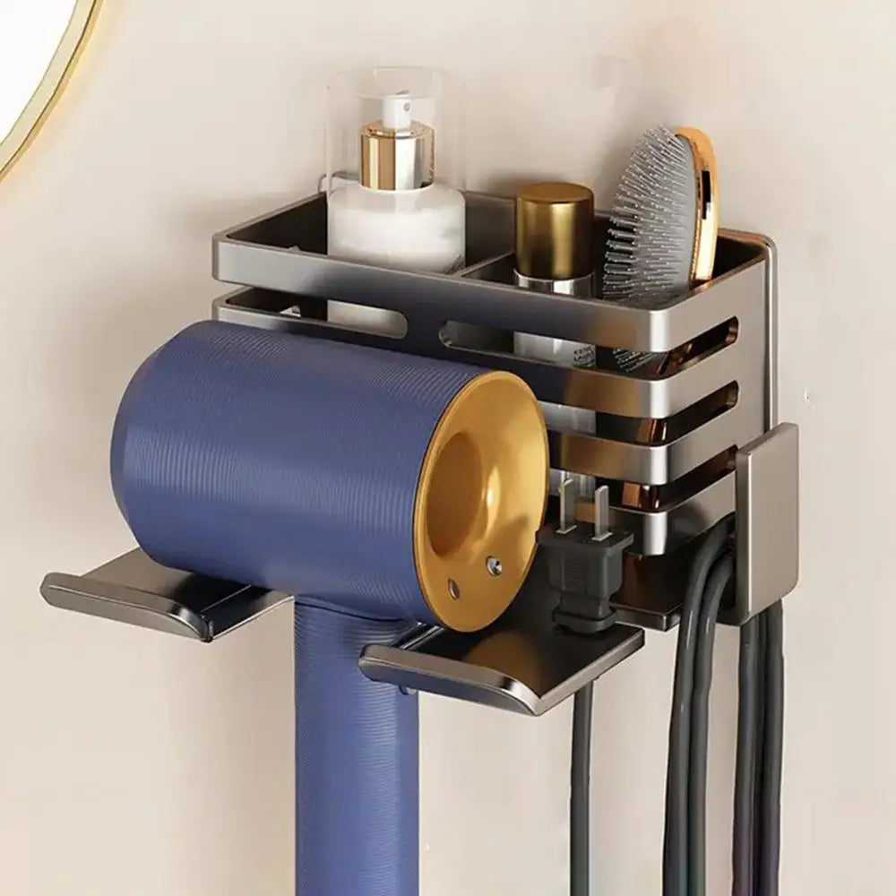 Bathroom Shelf on The Wall Without Drilling Multifunctional Storage Shelves Organizer Bathroom Hair Dryer Holder Toilet Cradle