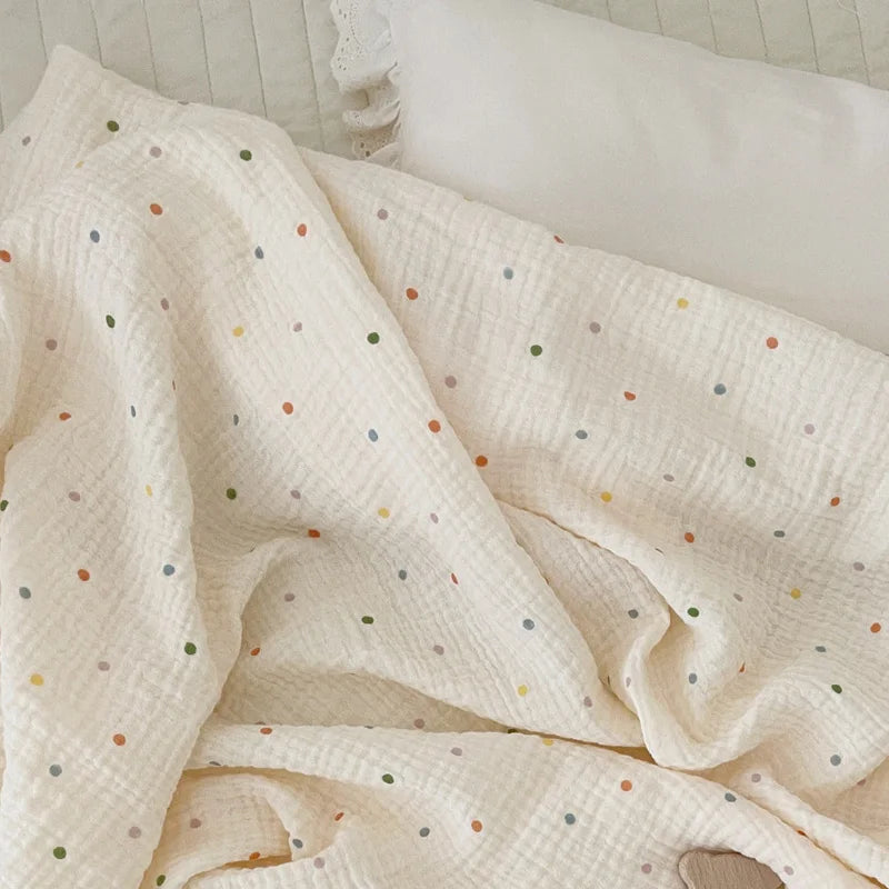 2-3 Layers Baby Blankets Bear Dots Print Cotton Gauze Muslin Swaddle Wrap Newborn Infant Bedding Sleeping Receving Blanket