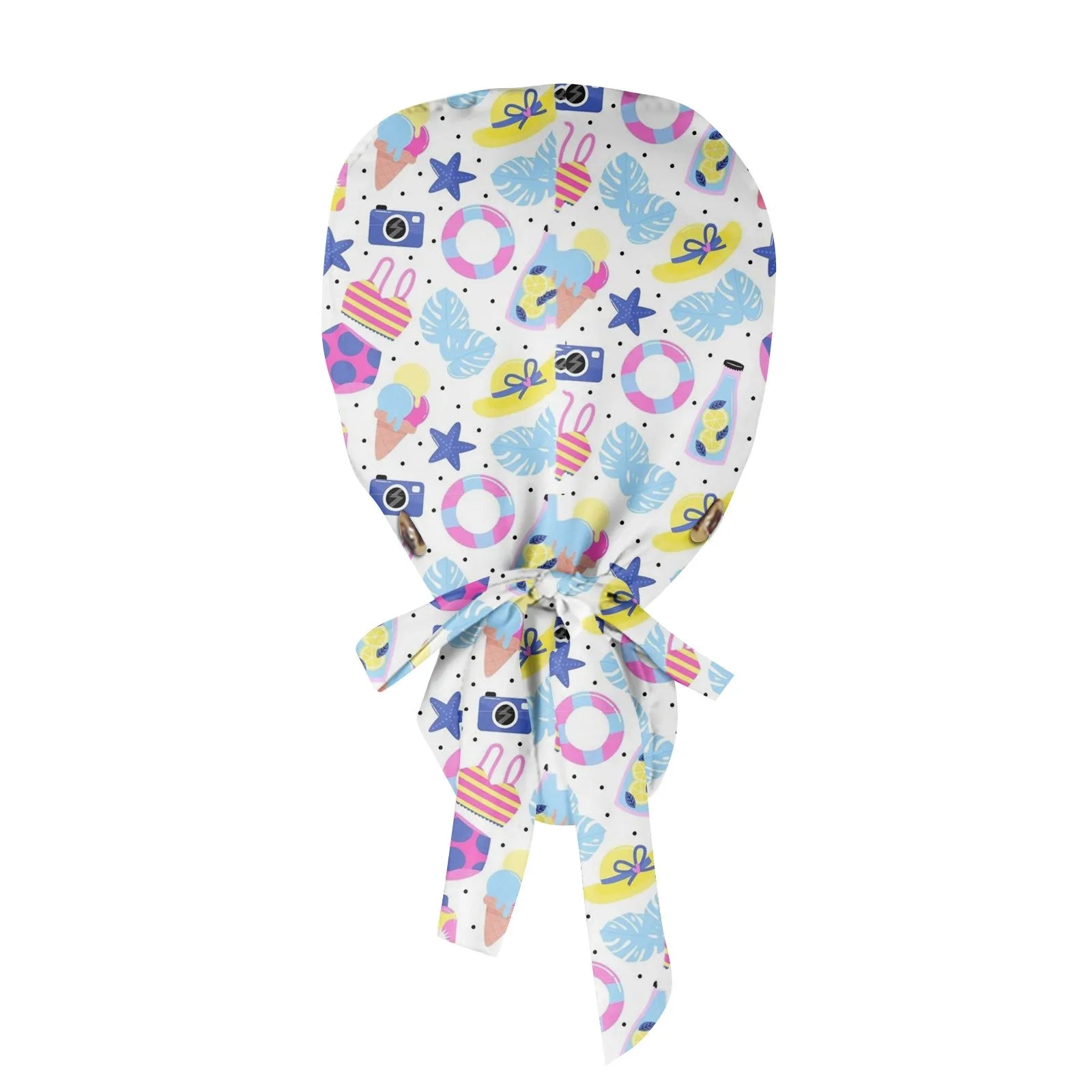 Long Hair Work Hat Fashion Cartoon Print Adjustable Work Cap Beauty Salon Nursing Cap Female Surgical Hat Scrub Caps Acces