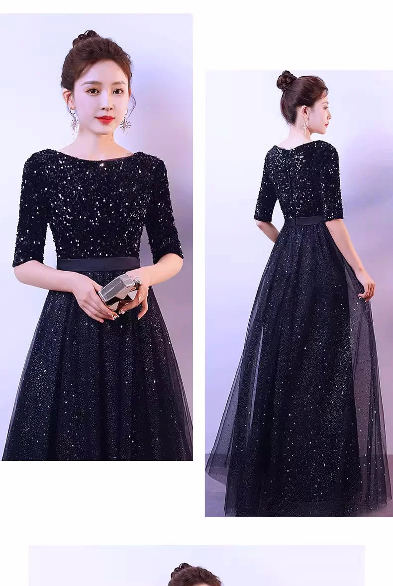 DMZ-75#Evening Bridesmaid Dresses Long Chorus Costume Host Adult Christmas Dress Sequin Wholesale Royal Blue Red  Wine Red Gary