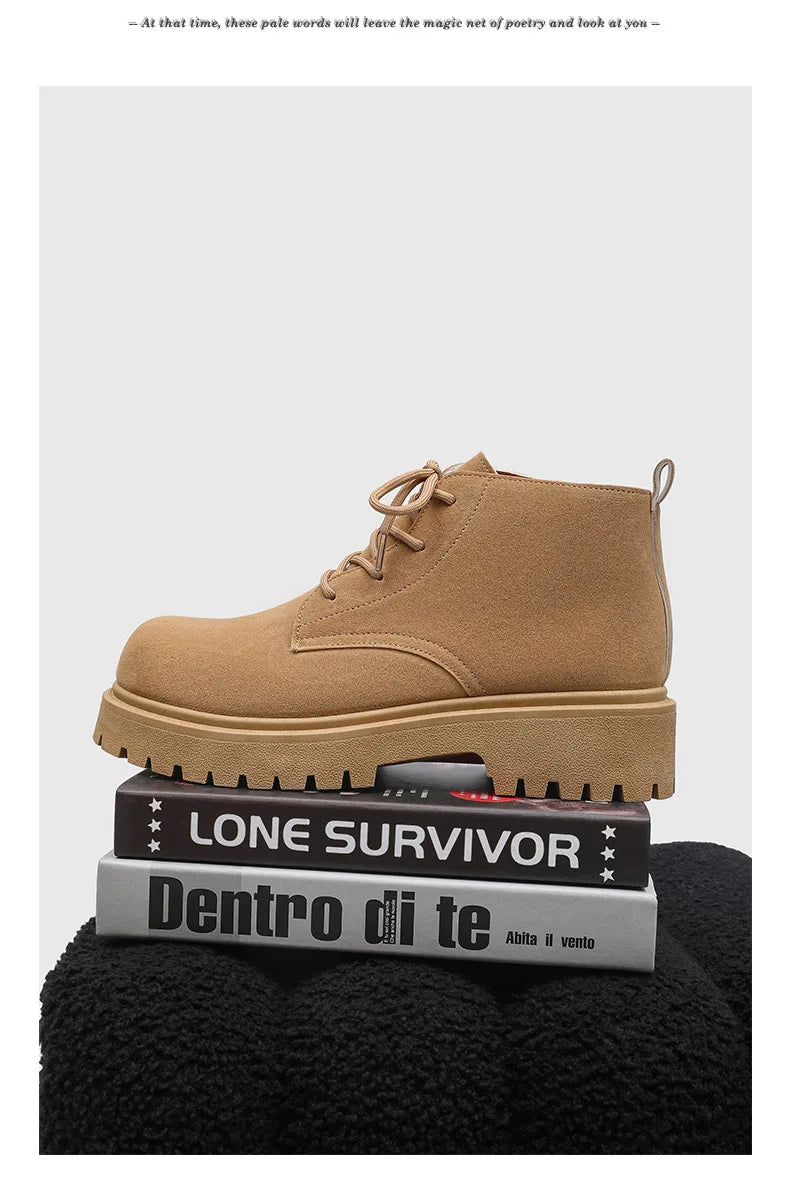 Men's High Top Platform Boots British Style High-end Chelsea Boots Fashion Retro Men Tooling Ankle Boots Mens Shoes Botas Hombre