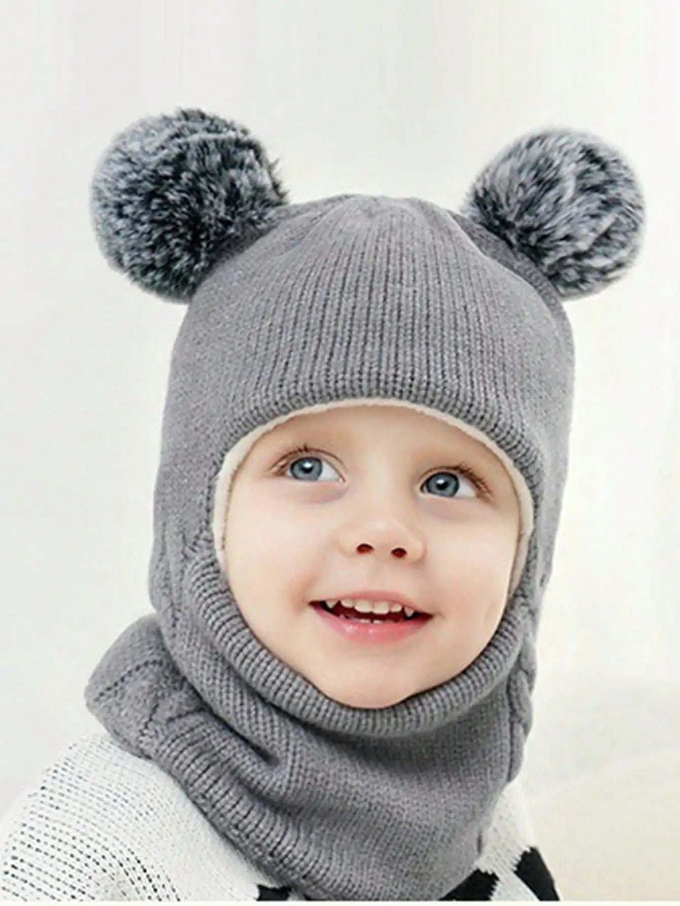 Children's hats for 3-8 years old, velvet ear-protecting scarves for boys in autumn and winter, one-piece hats