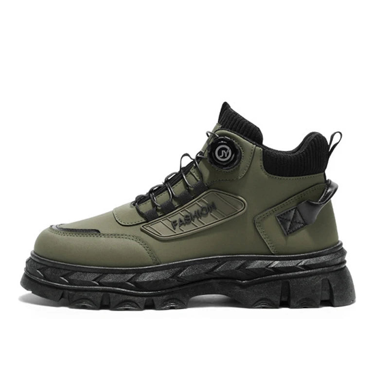 Men's Autumn New Retro Work Boots, Thick-Soled High-Top Casual Ankle Boots, Non-Slip Durable, Ideal for Daily & Outdoor Wear