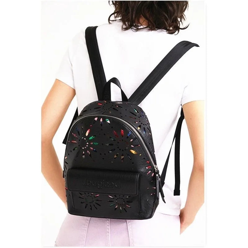 European, American, Spanish original single backpack, light luxury, fashionable hollow flower designer's large capacity backpack