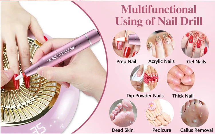 30000RPM USB Nail Drill Machine For Acrylic Nail Gel Polish Milling Smoothing Calluses Manicure Machine Nail Art Salon Equipment