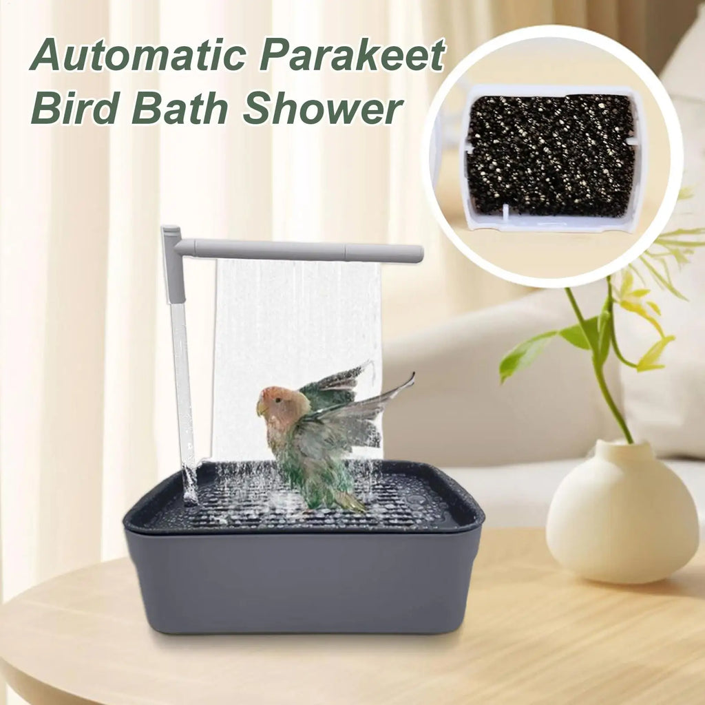 Bird bath tub, automatic bird bath tub with circulating water shower, low-noise bird shower for budgies, automatic pet bird bath
